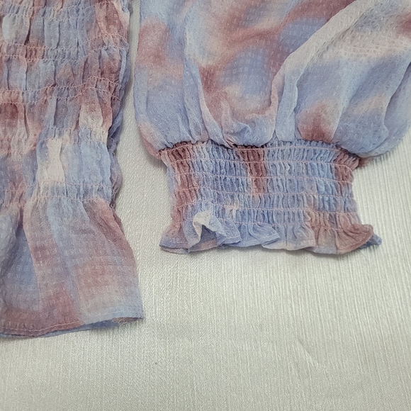 1X Purple Watercolor Long Sleeve Smocked Bodice Top by Future Collective's - Picture 7 of 16